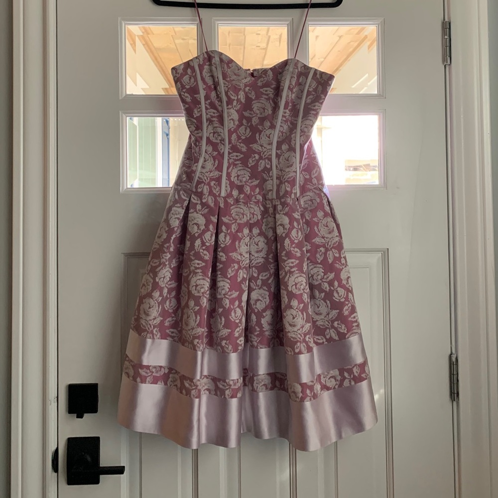 Badgley Mischka Floral Iridescent Corset Dress